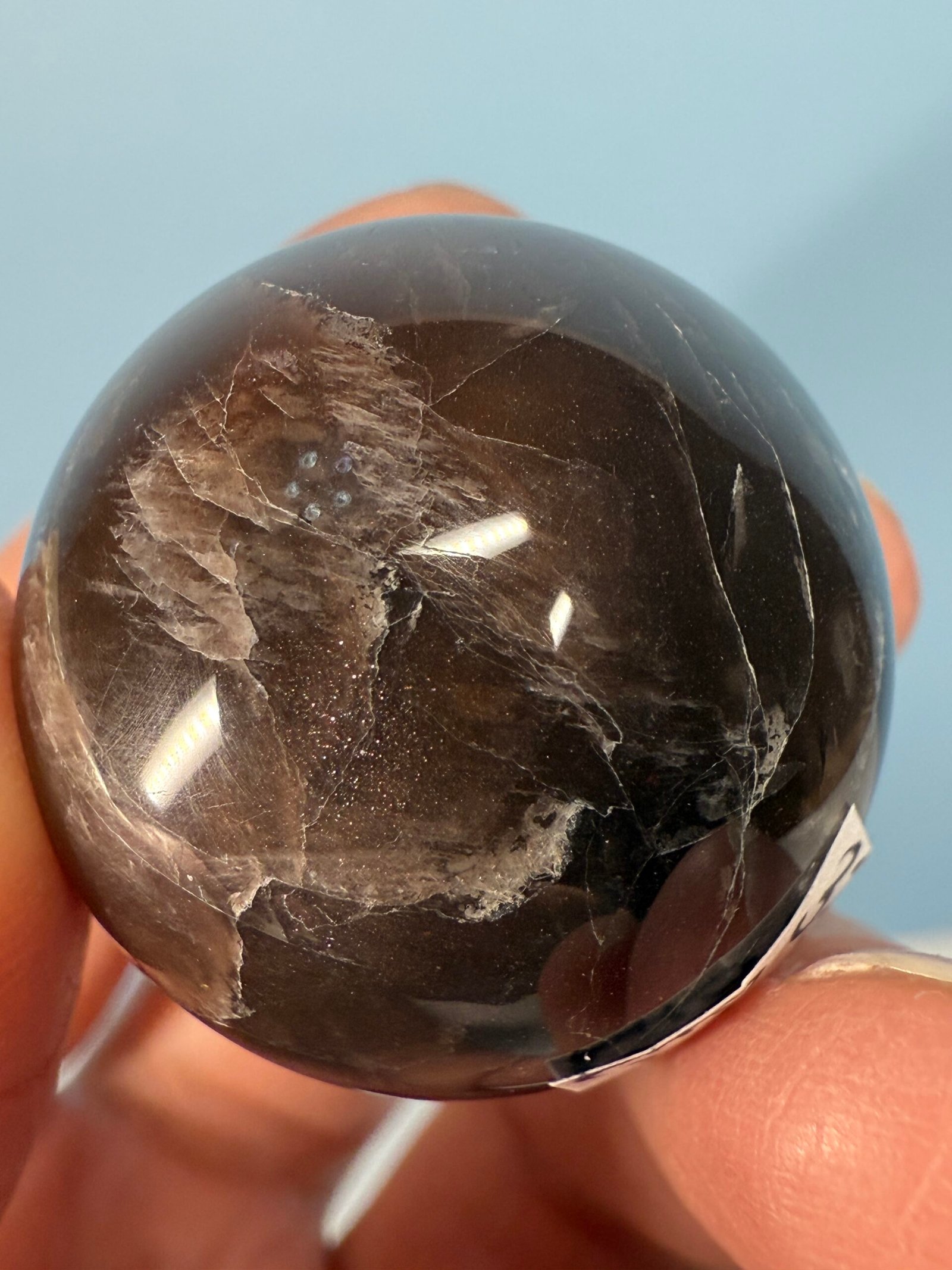 Black Moonstone with Sunstone Small Sphere - Image 8