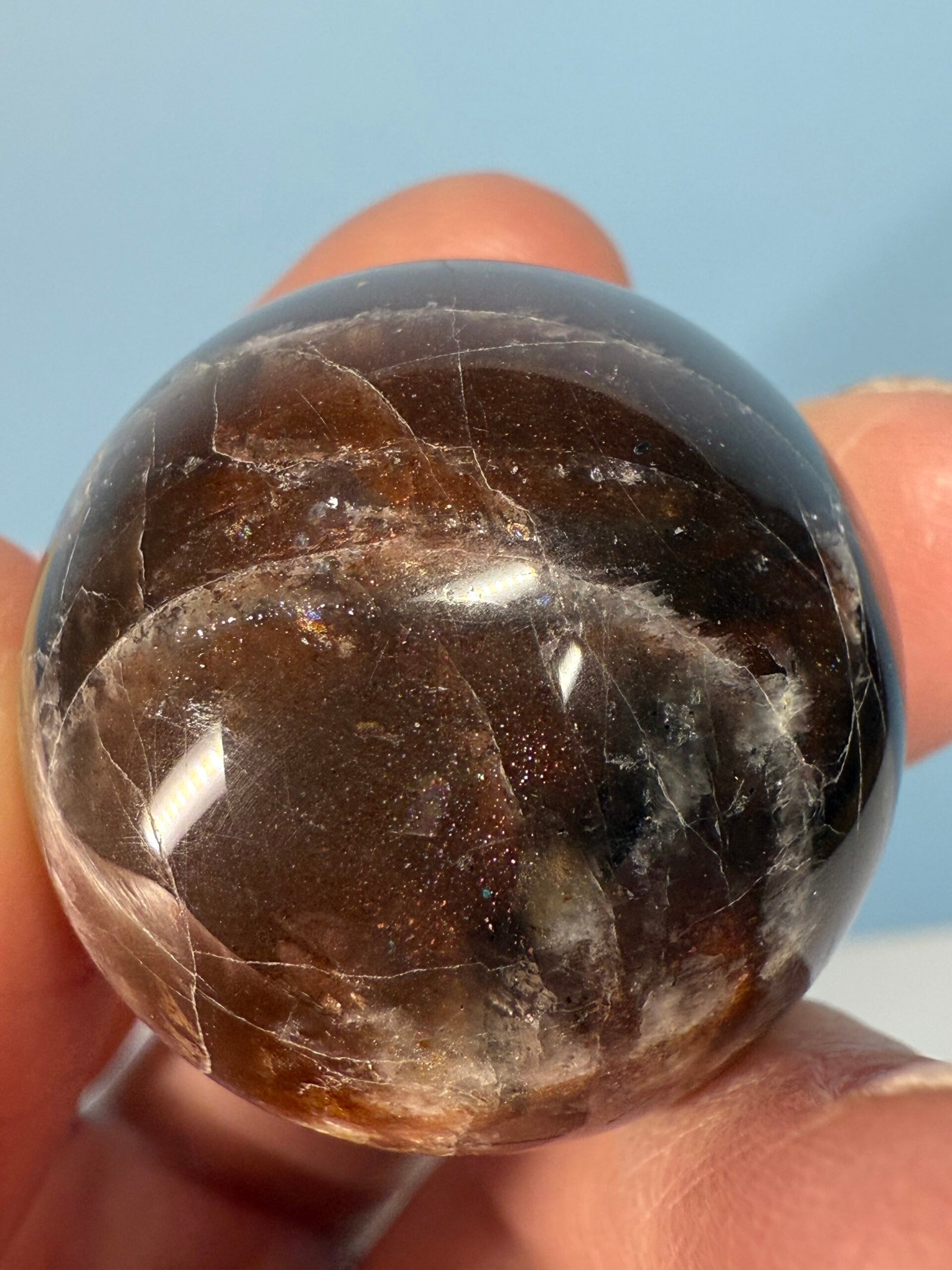Black Moonstone with Sunstone Small Sphere - Image 7