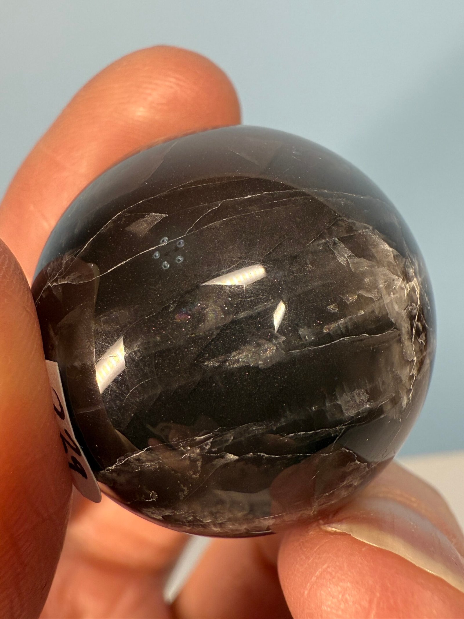 Black Moonstone with Sunstone Small Sphere - Image 10