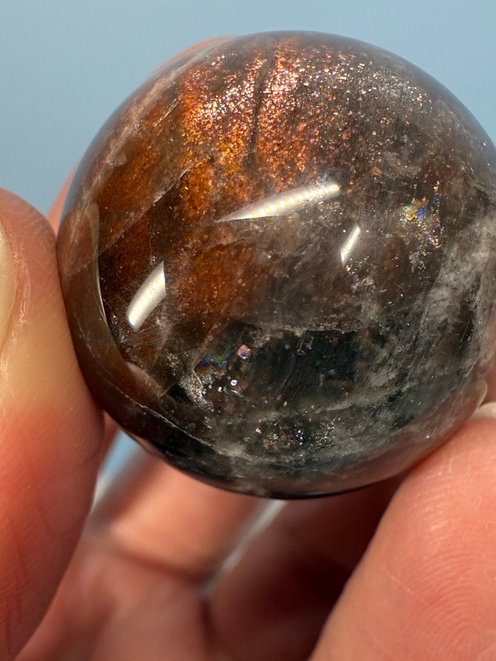 Black Moonstone with Sunstone Small Sphere - Image 12