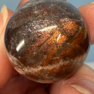 Black Moonstone with Sunstone Small Sphere