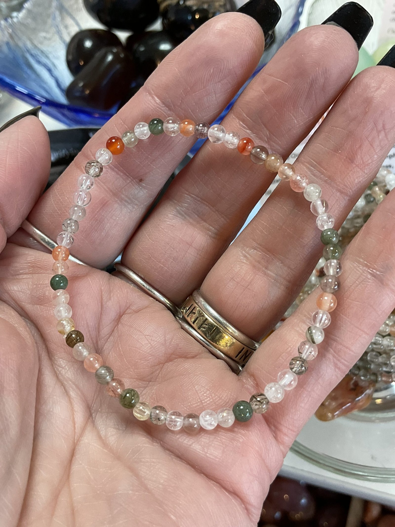 4mm ‘Rabbit Hair’ Rutile Quartz Bead Bracelet - Image 4