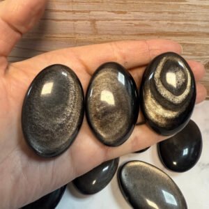 Silver Obsidian Palm Stone