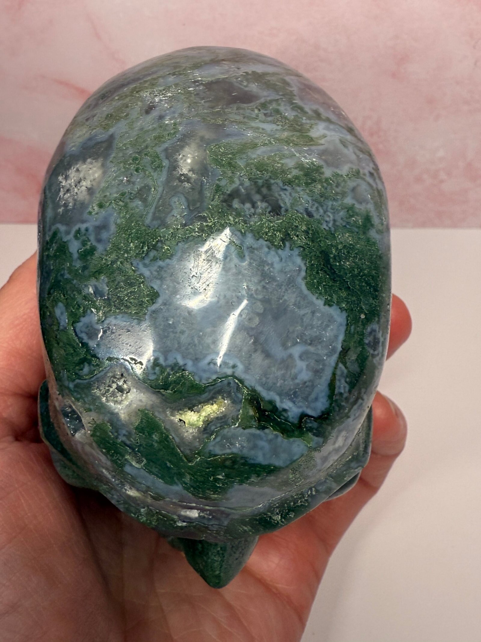 Moss Agate Skull Carving - Image 9