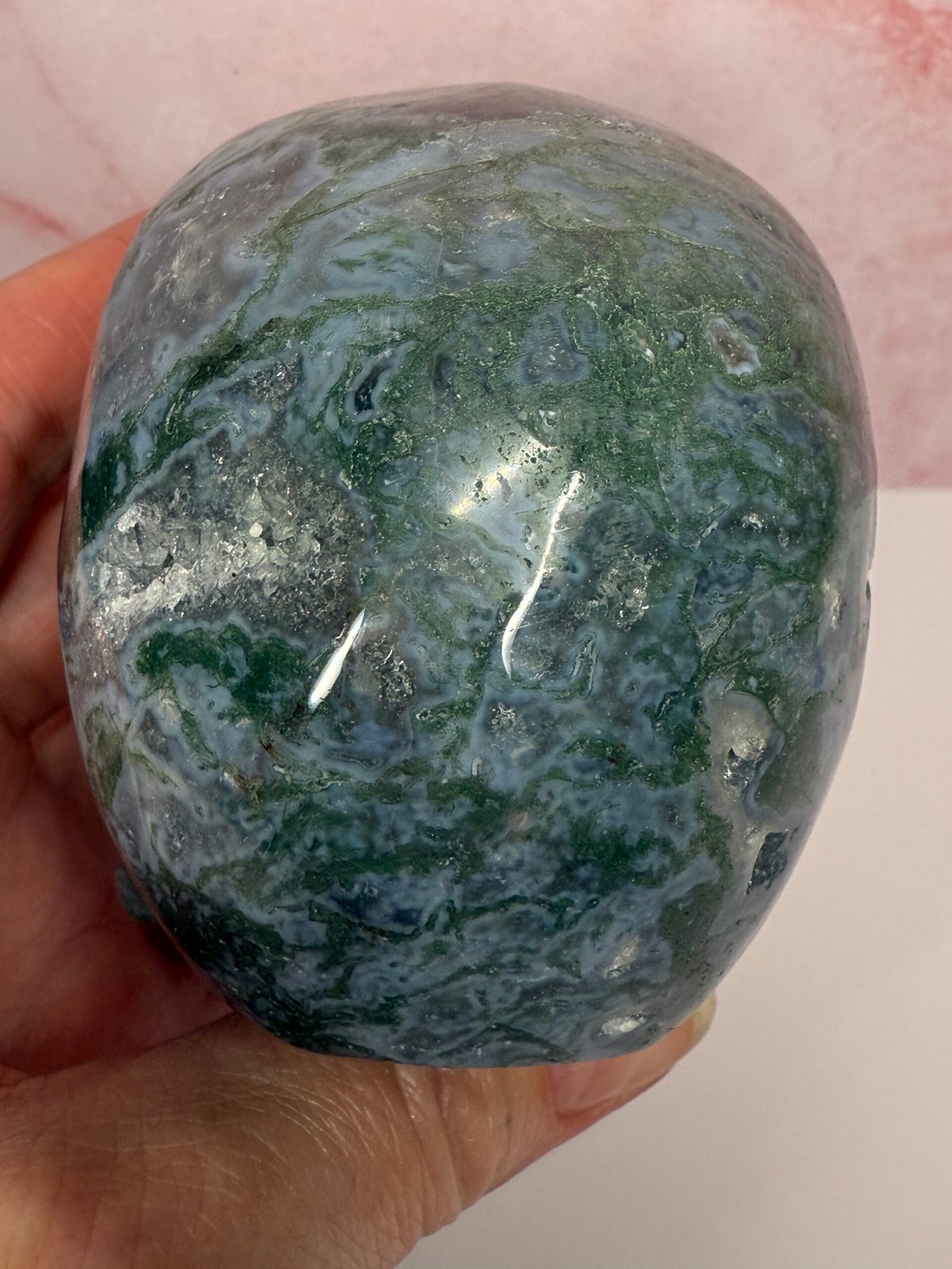 Moss Agate Skull Carving - Image 8