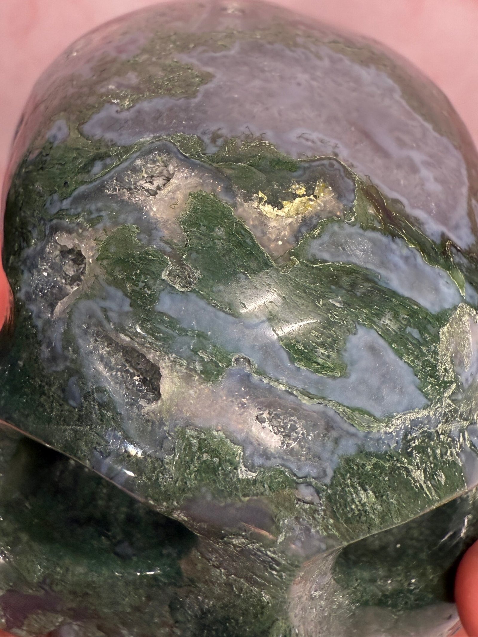 Moss Agate Skull Carving - Image 10