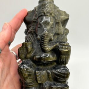 Golden Obsidian Ganesh Carving