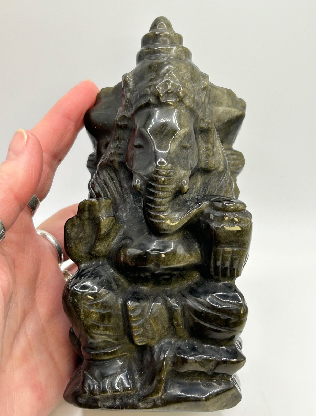 Golden Obsidian Ganesh Carving