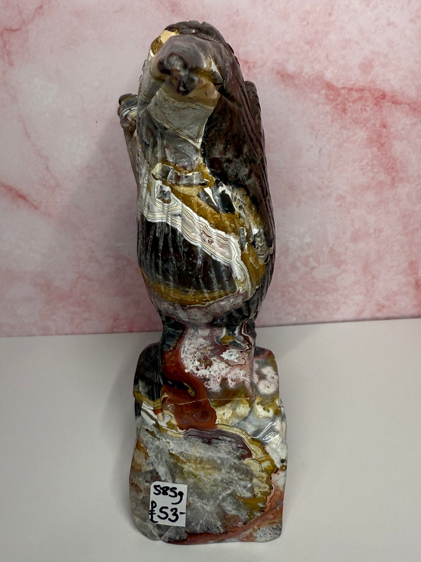 Crazy Lace Agate Bird Carving - Image 4