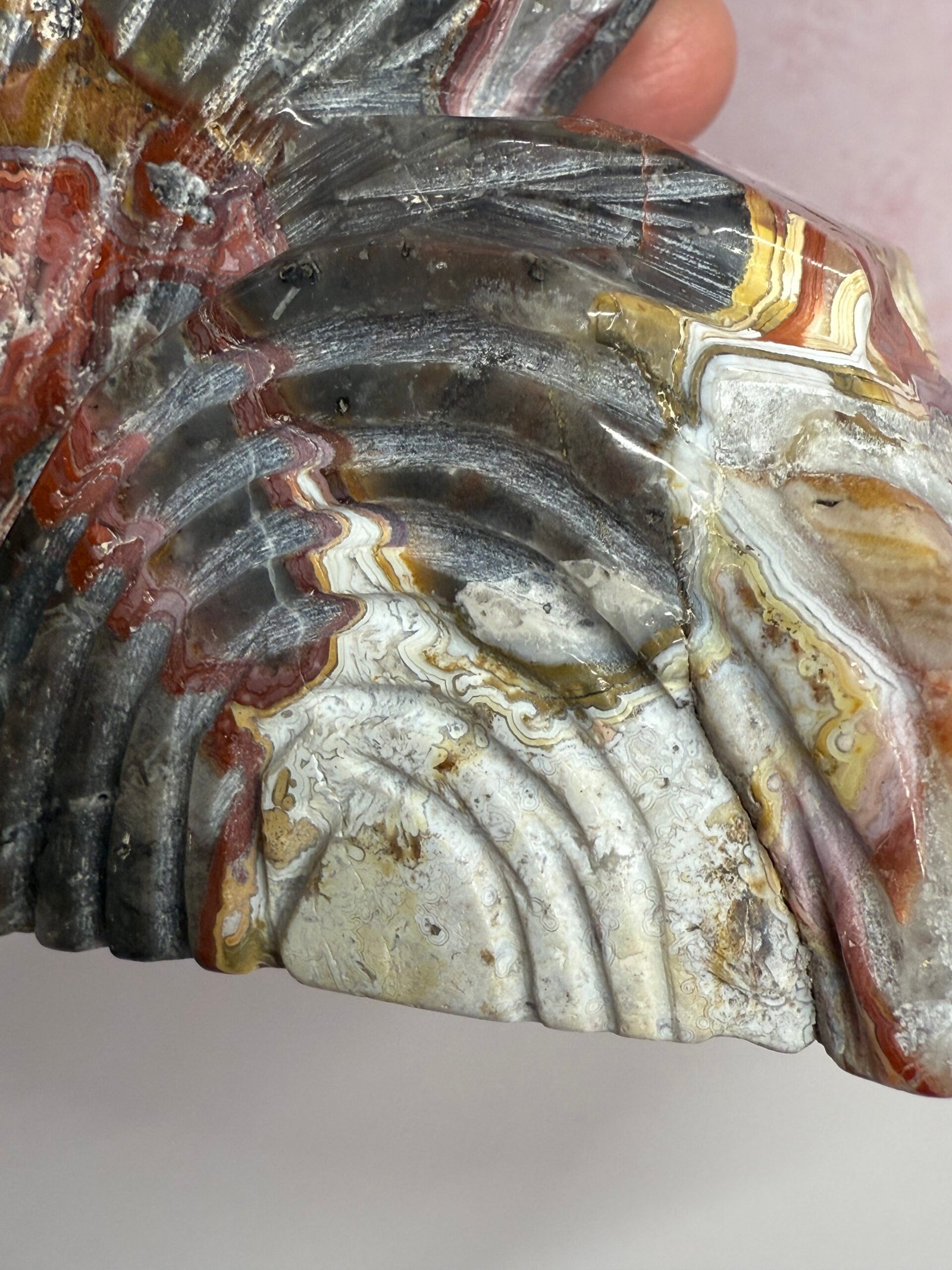 Crazy Lace Agate Bird Carving - Image 7