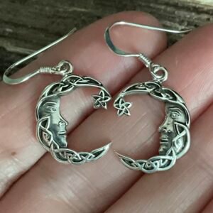 Sterling Silver Celtic Knot Moon Earrings
