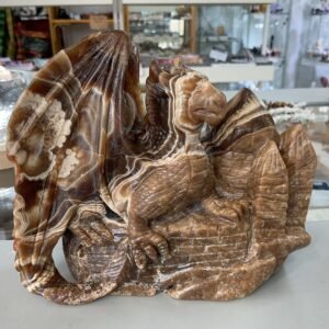 Chocolate Calcite Dragon on Castle Carving