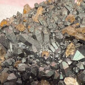 Large Natural Blacknite Quartz Goethite Coated Cluster