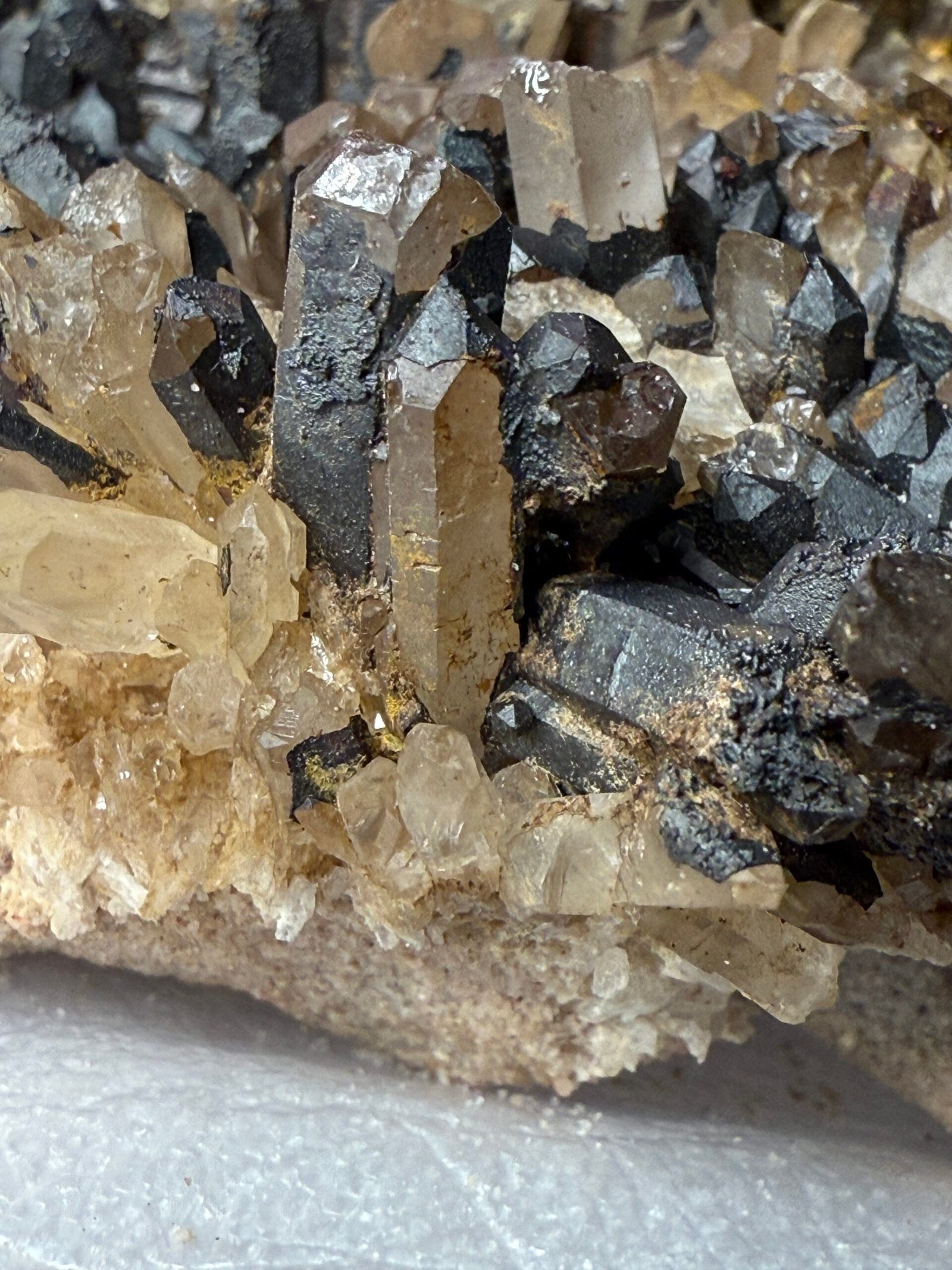 Large Natural Blacknite Quartz Goethite Coated Cluster - Image 12