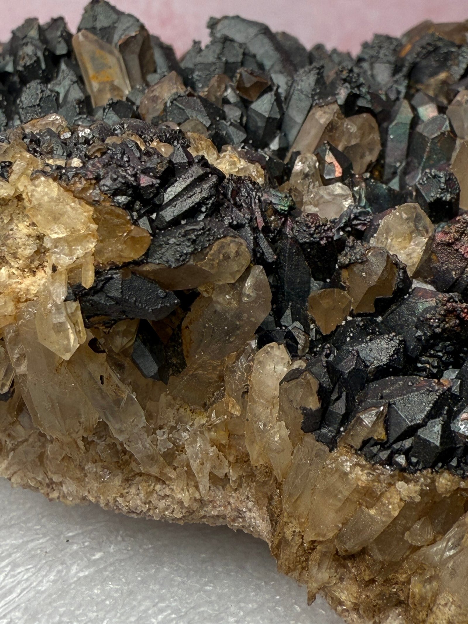 Large Natural Blacknite Quartz Goethite Coated Cluster - Image 11
