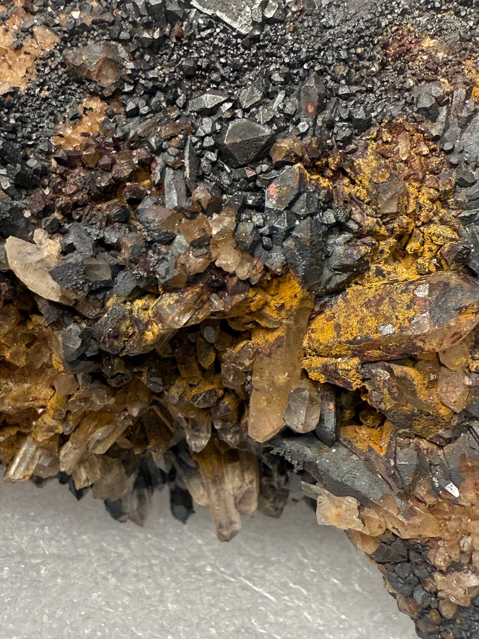 Large Natural Blacknite Quartz Goethite Coated Cluster - Image 14