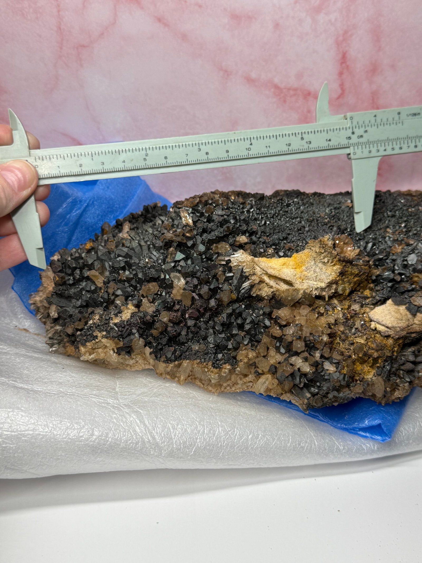 Large Natural Blacknite Quartz Goethite Coated Cluster - Image 20