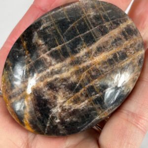 Black Moonstone with sunstone Palm Stone