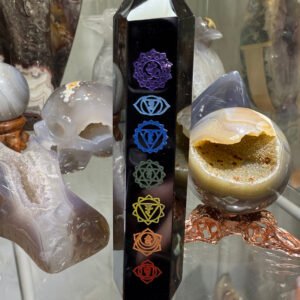 Black Obsidian Tower with Chakra Engraving