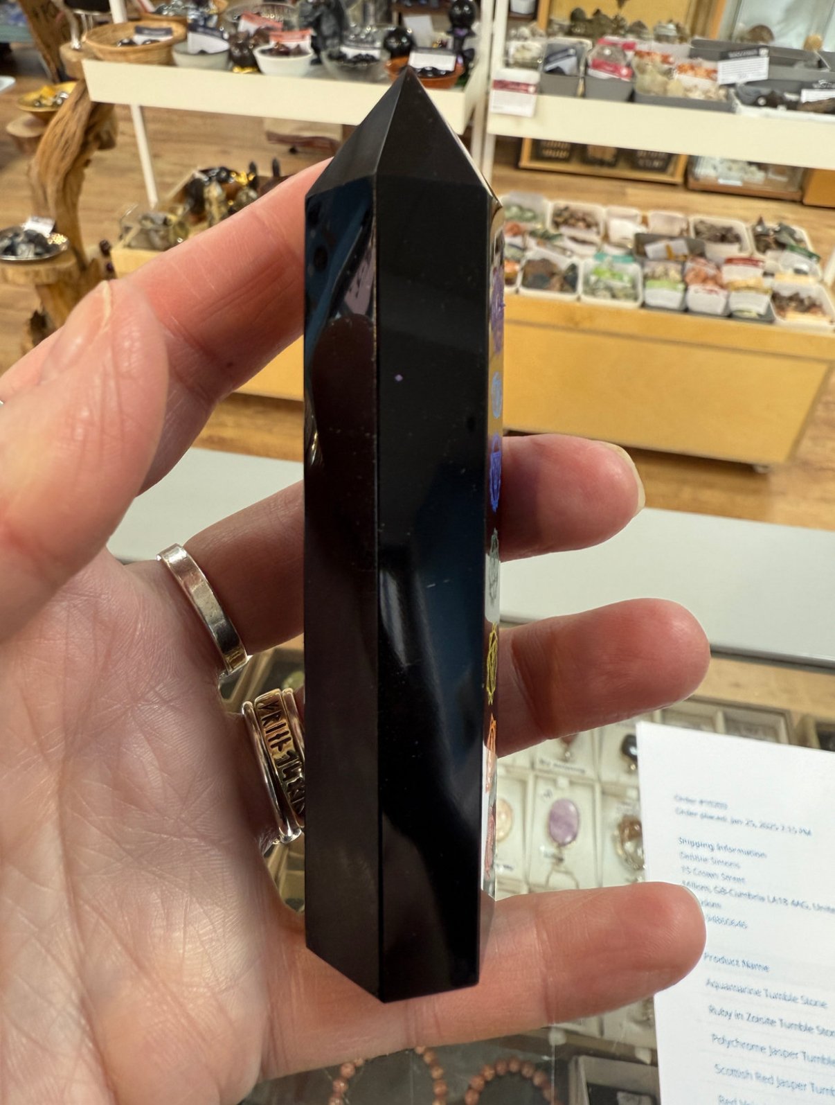Black Obsidian Tower with Chakra Engraving - Image 4