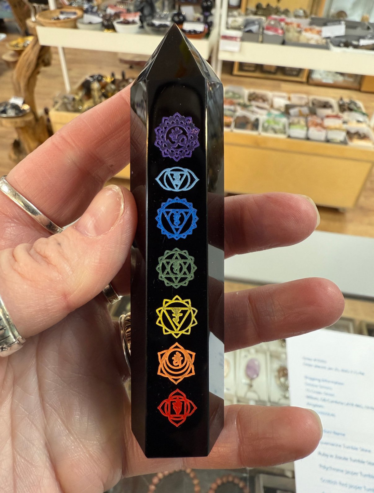 Black Obsidian Tower with Chakra Engraving - Image 3