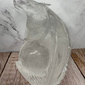 Clear Quartz Dragon on Sphere Carving