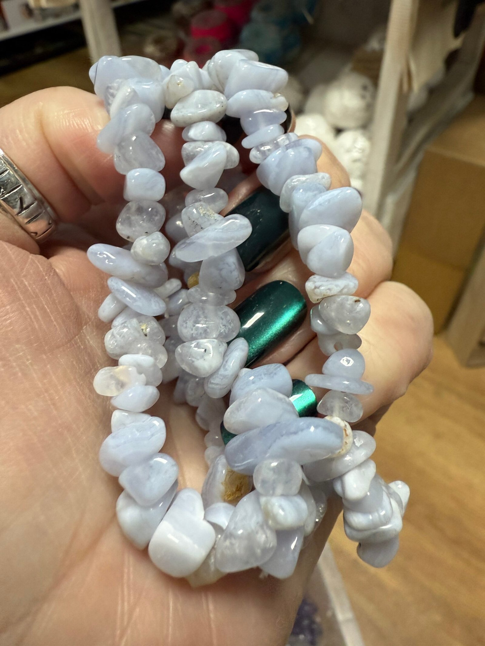 Blue Lace Agate Chip Stone Bracelet