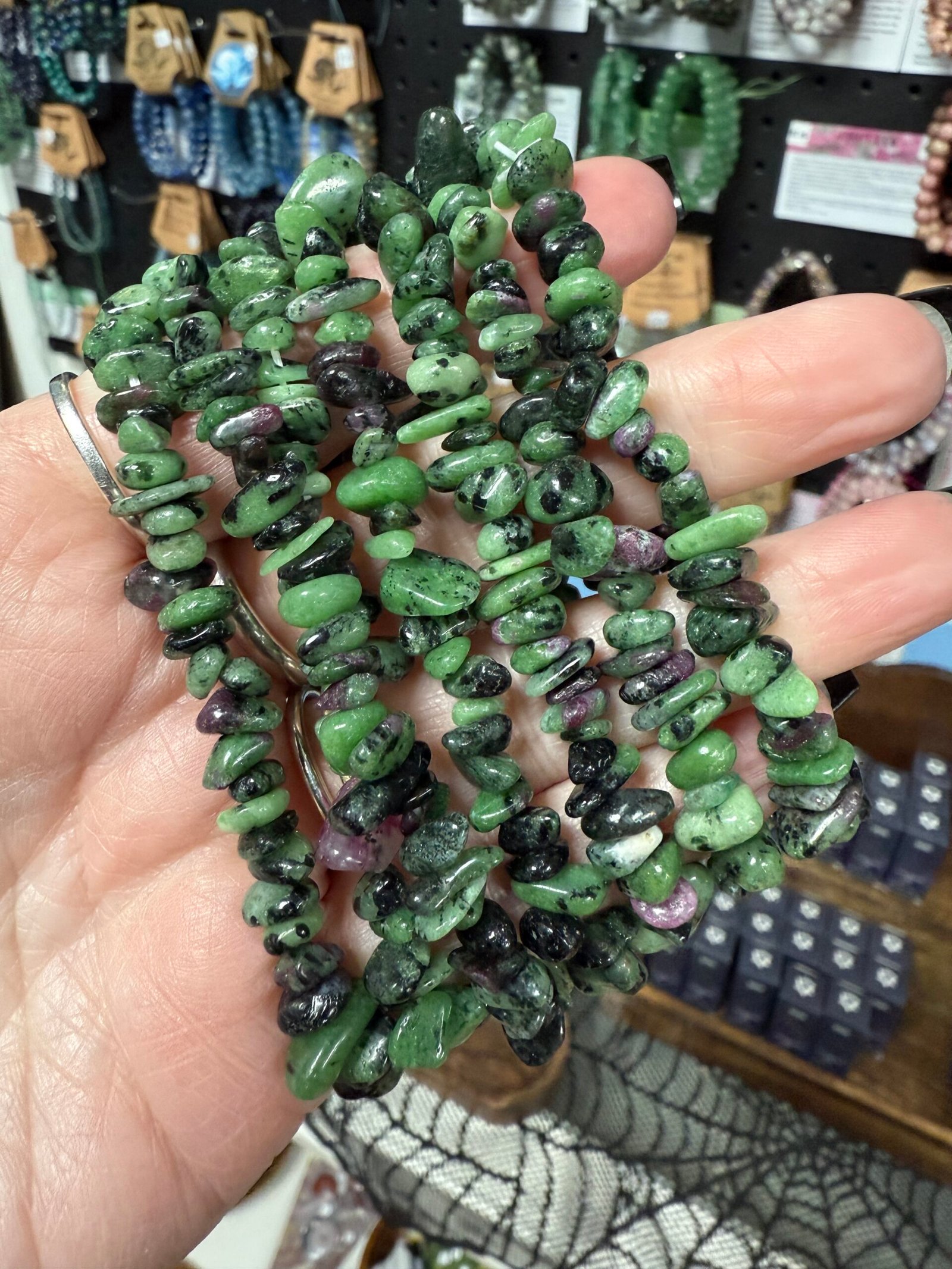 Ruby Zoisite Chip Stone Bracelet