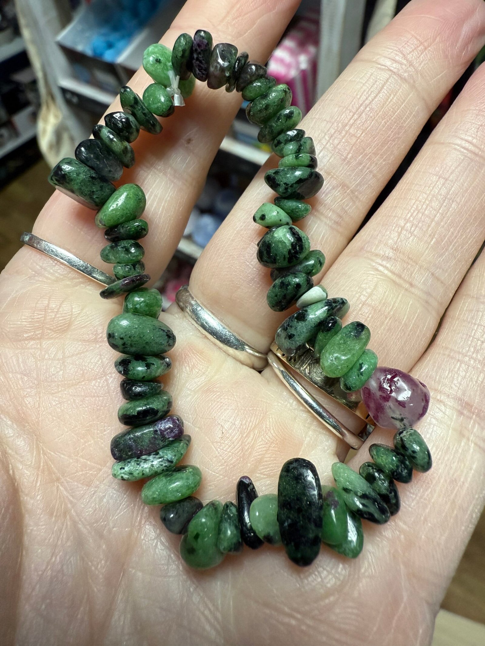 Ruby Zoisite Chip Stone Bracelet - Image 3