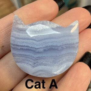 Blue Lace Agate Cat Head Carving