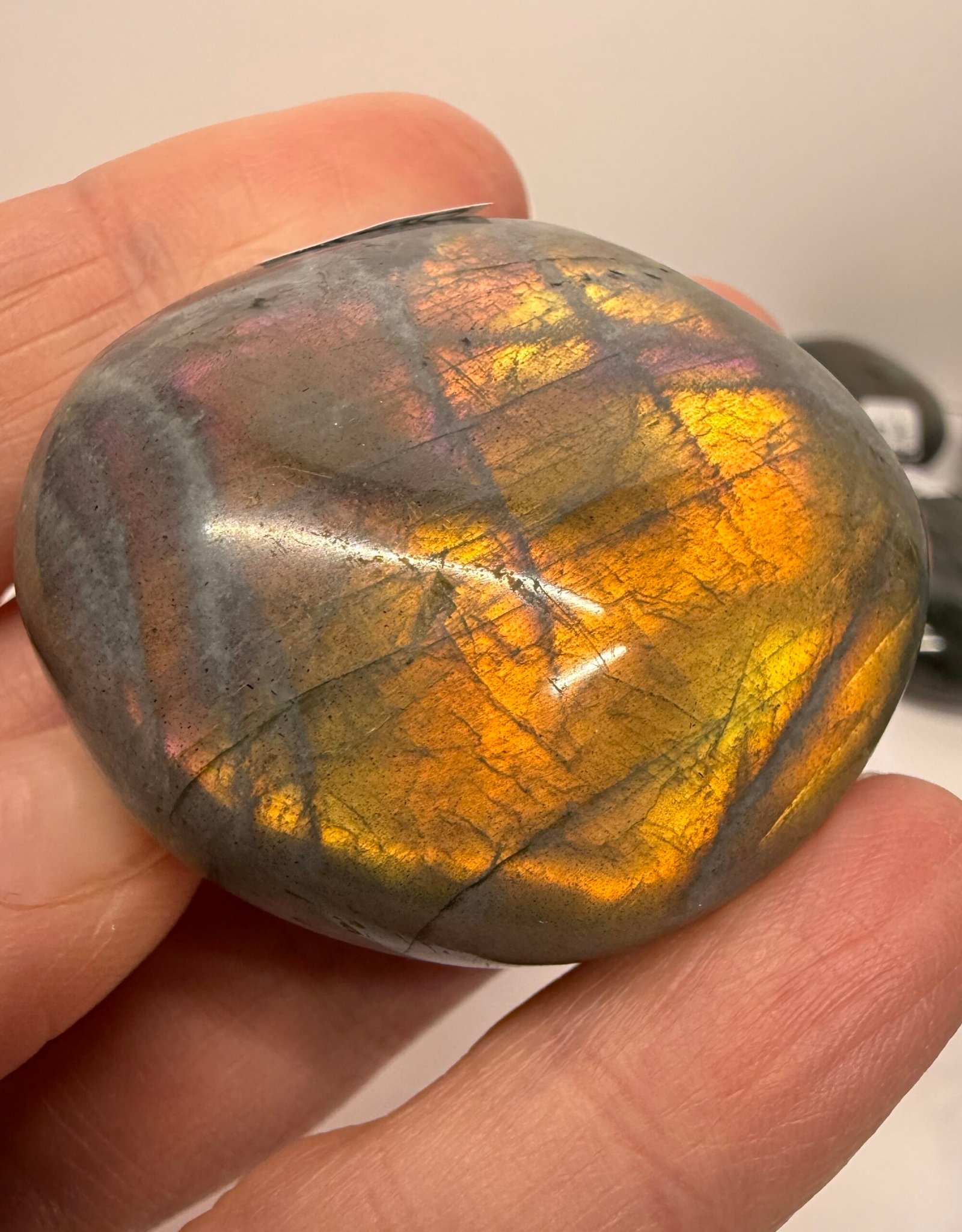 Sunset Flash Labradorite Palm Stone