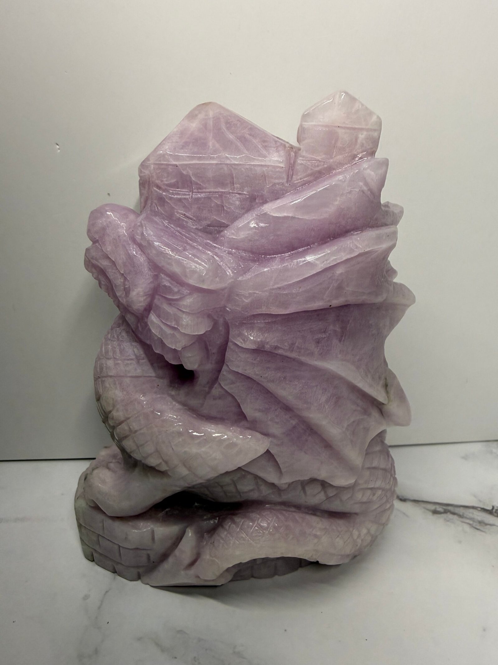 Kunzite Dragon on Castle Carving - Image 2
