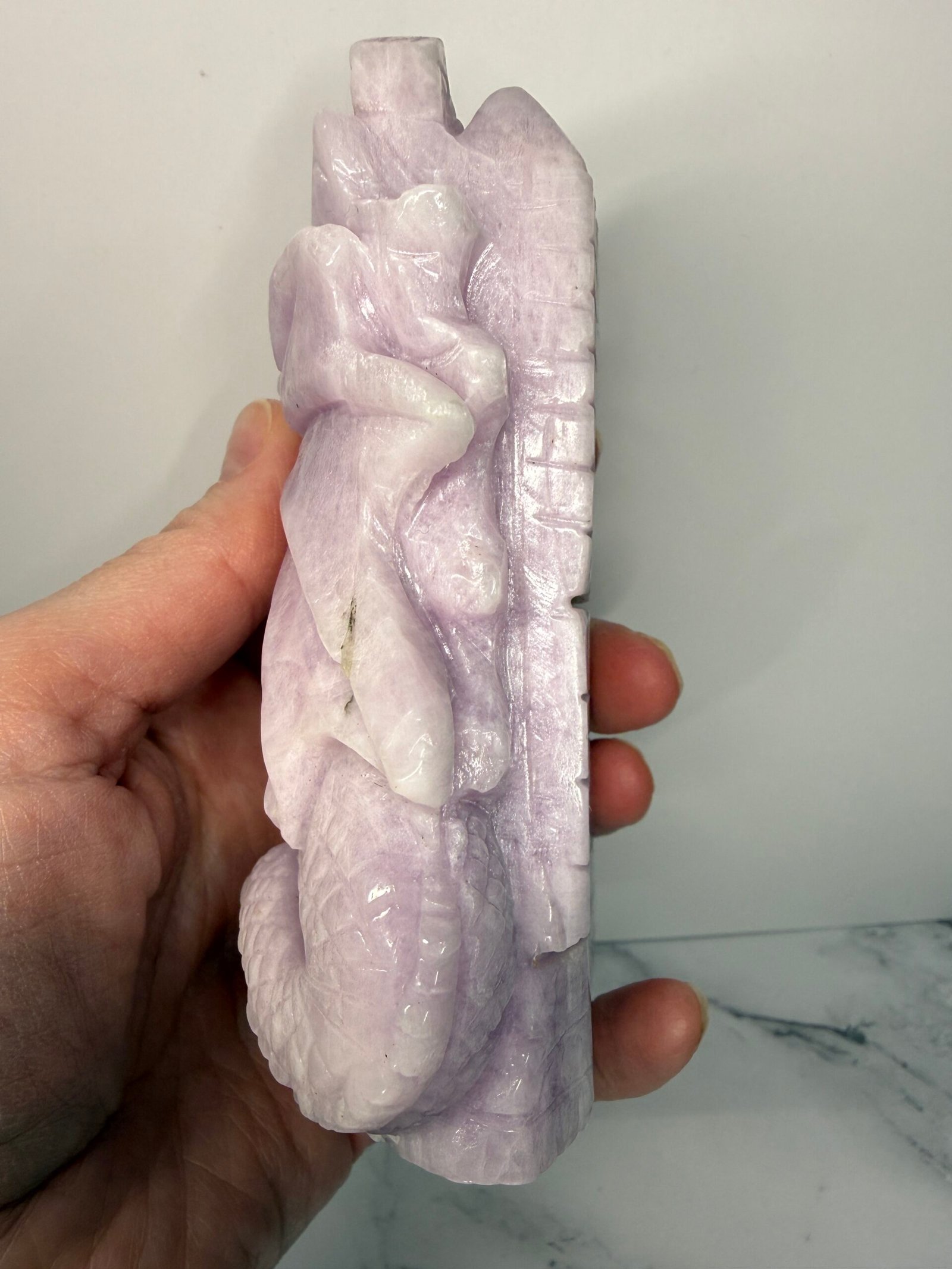 Kunzite Dragon on Castle Carving - Image 6