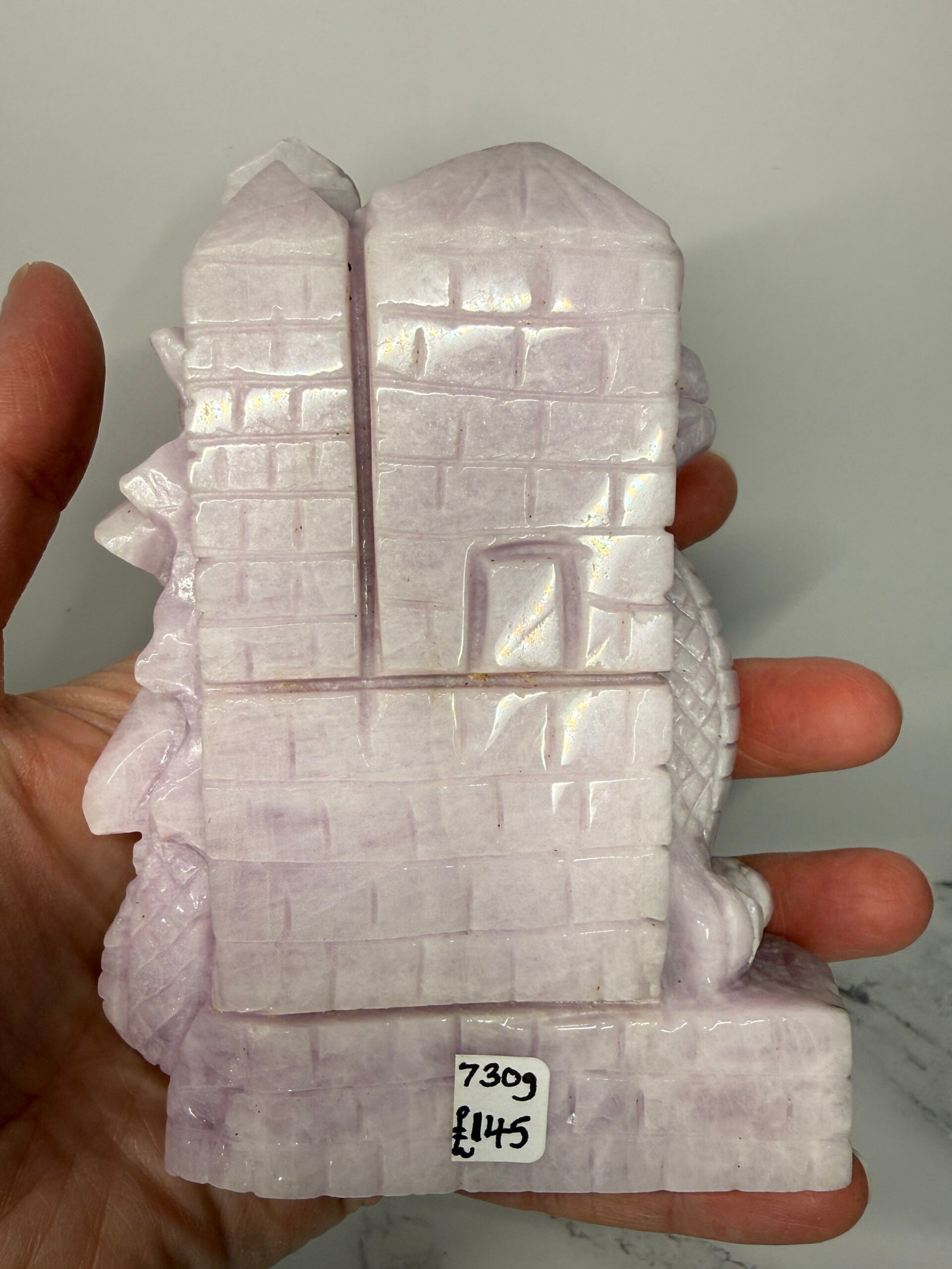 Kunzite Dragon on Castle Carving - Image 7