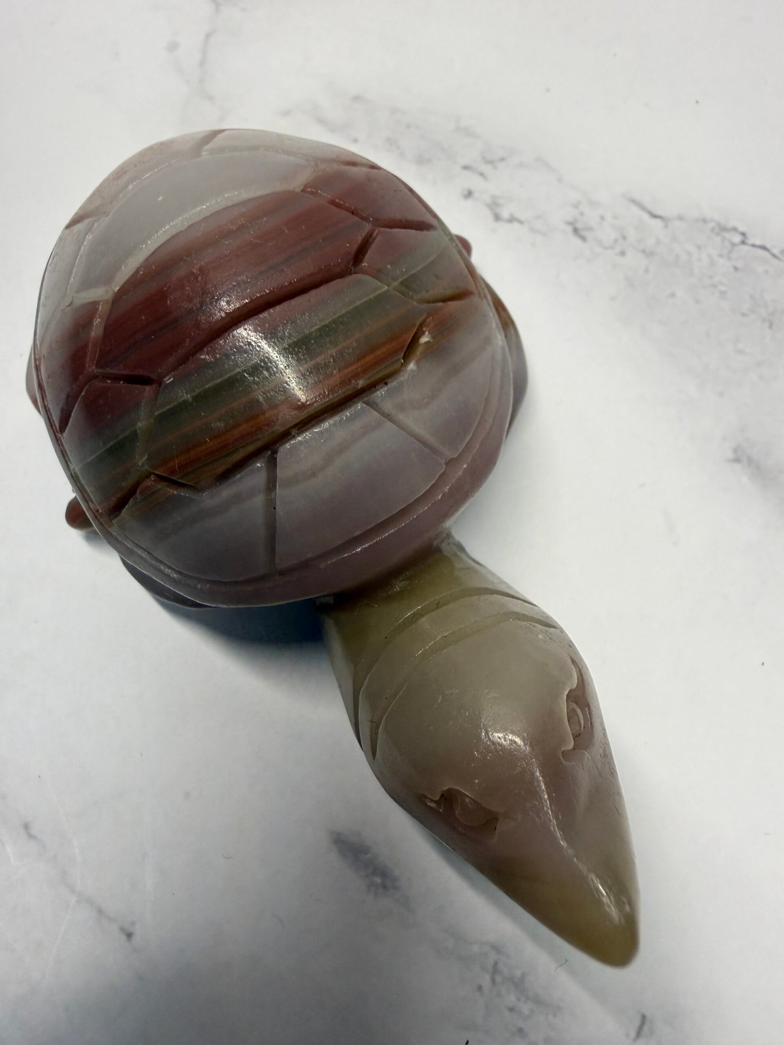 Pink Banded Calcite Turtle Carving - Image 2