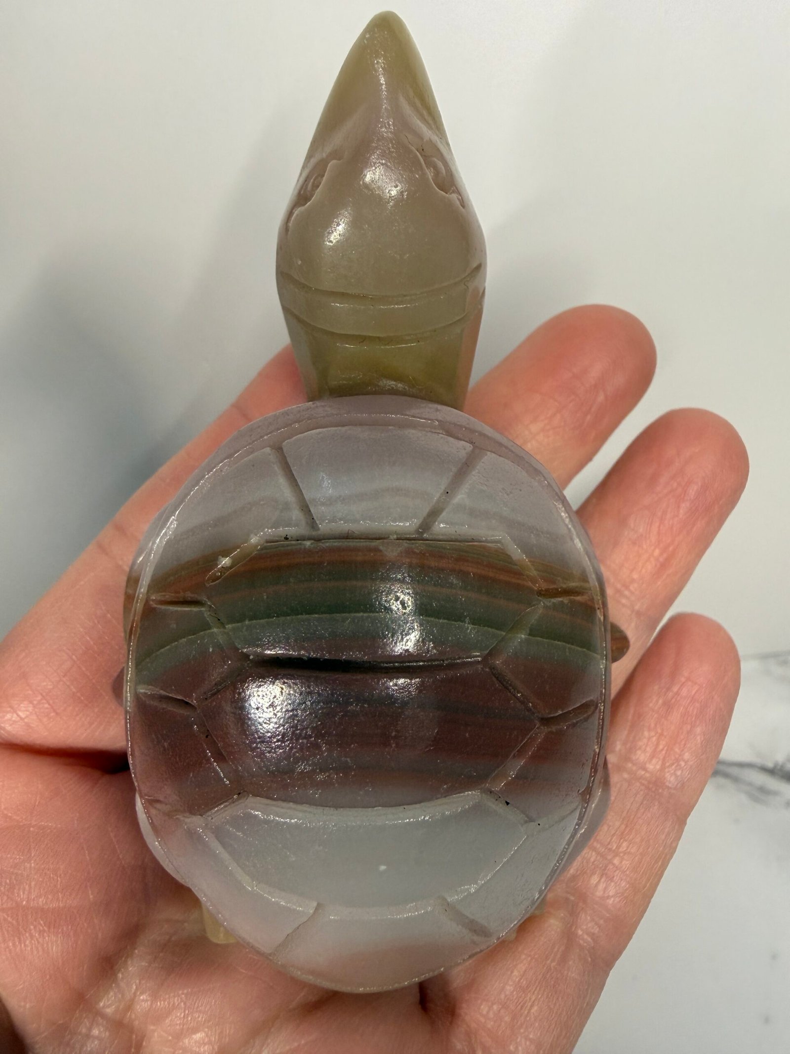 Pink Banded Calcite Turtle Carving - Image 5