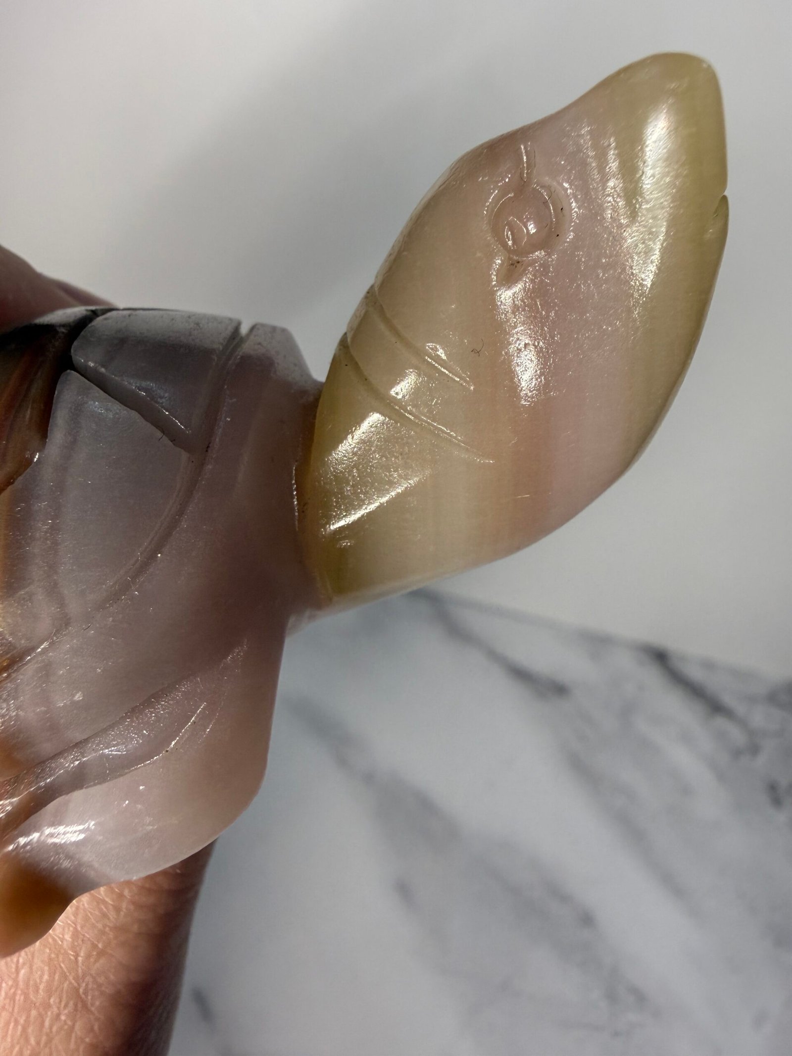 Pink Banded Calcite Turtle Carving - Image 7