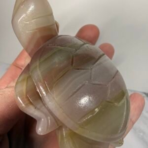 Pink Banded Calcite Turtle Carving
