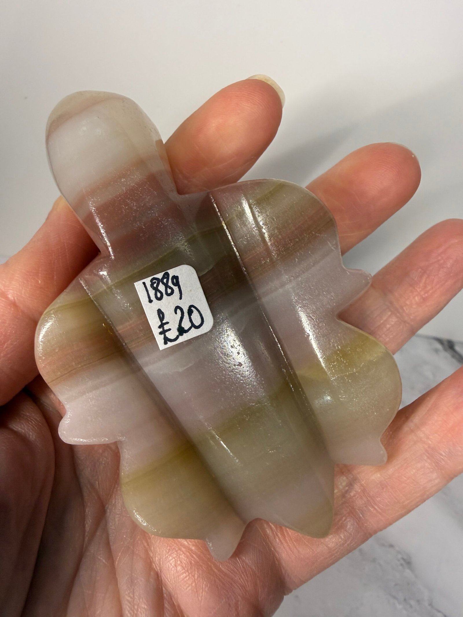 Pink Banded Calcite Turtle Carving - Image 8