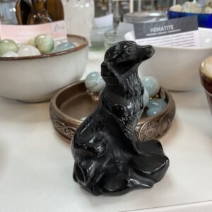 Black Obsidian Dog (Retriever) Carving