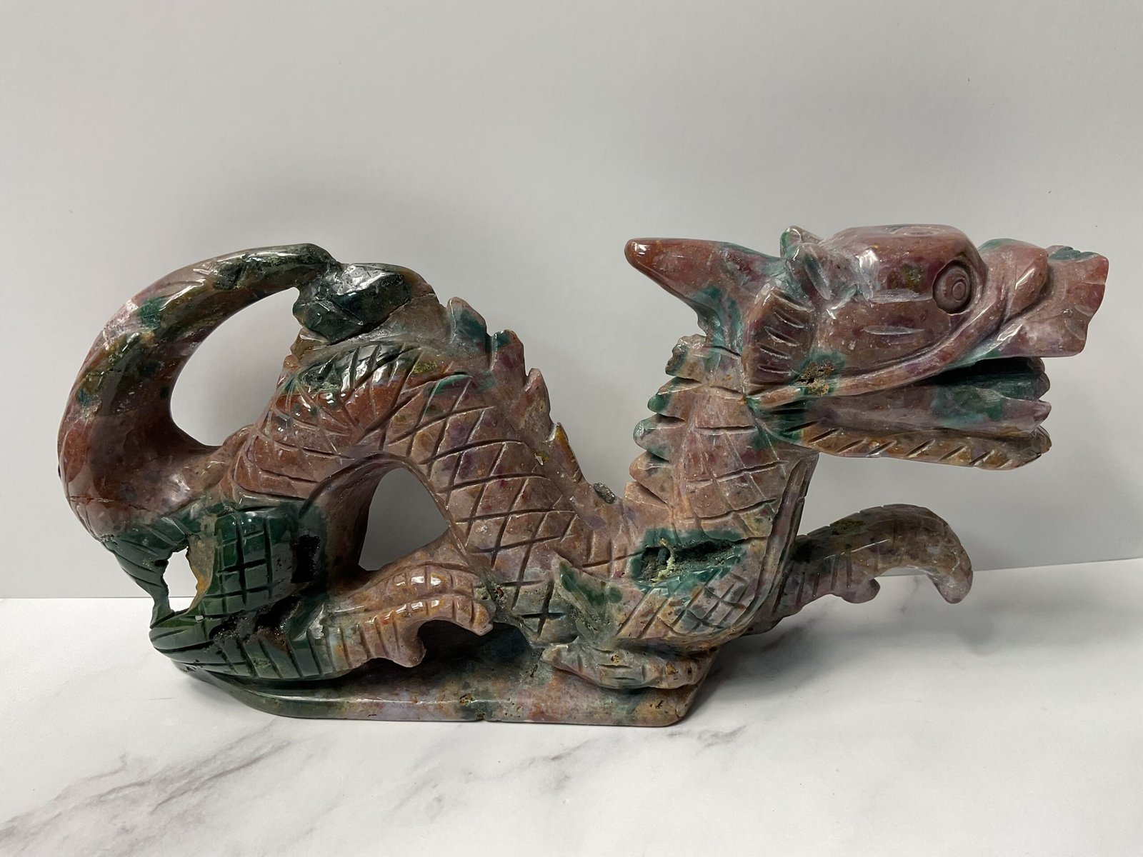 Ocean Jasper Dragon Carving