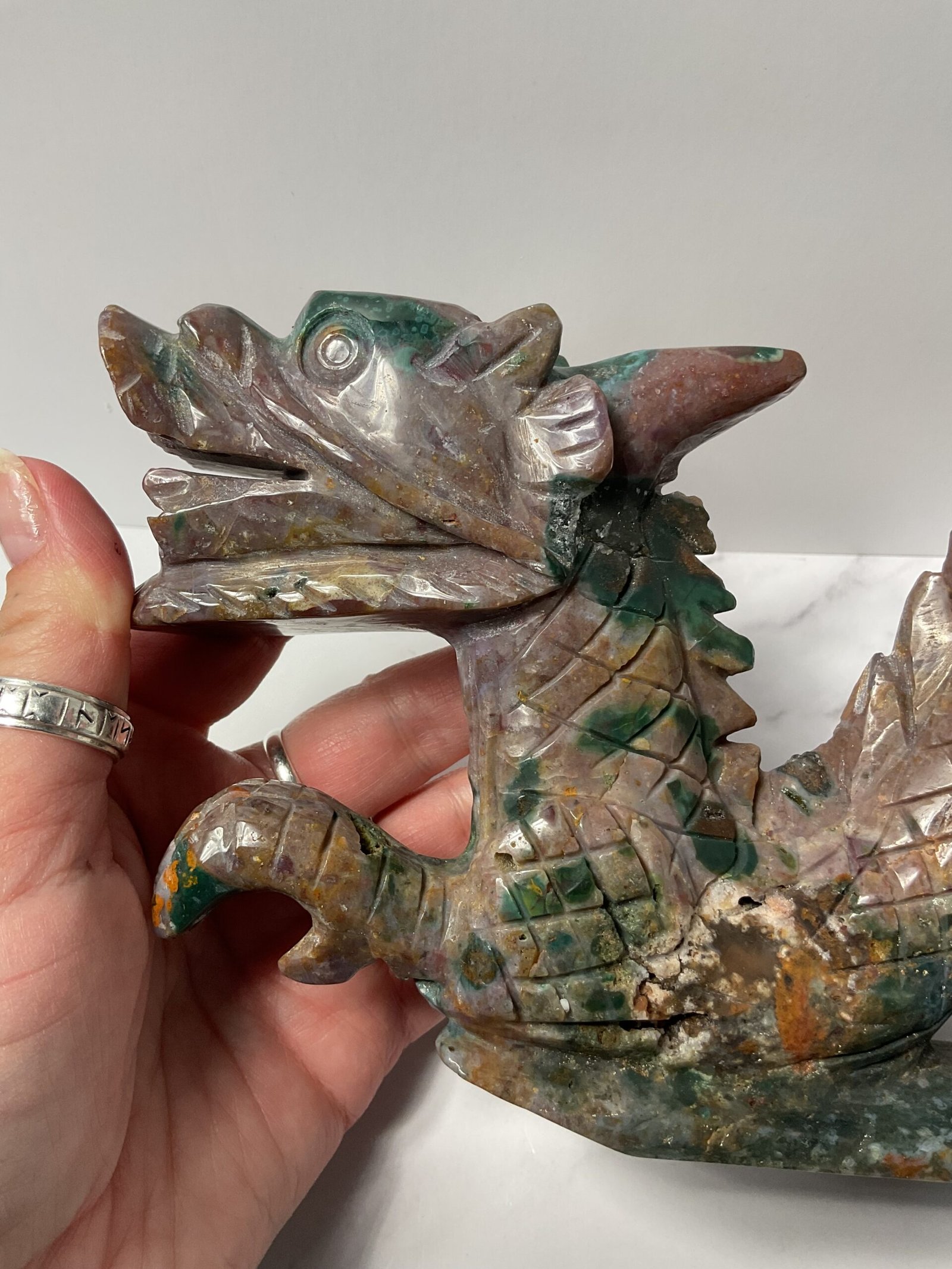 Ocean Jasper Dragon Carving - Image 9