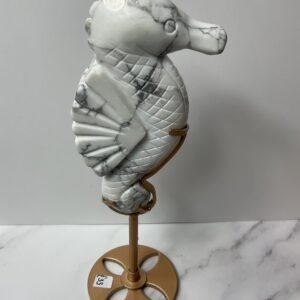Howlite Seahorse Carving on Stand