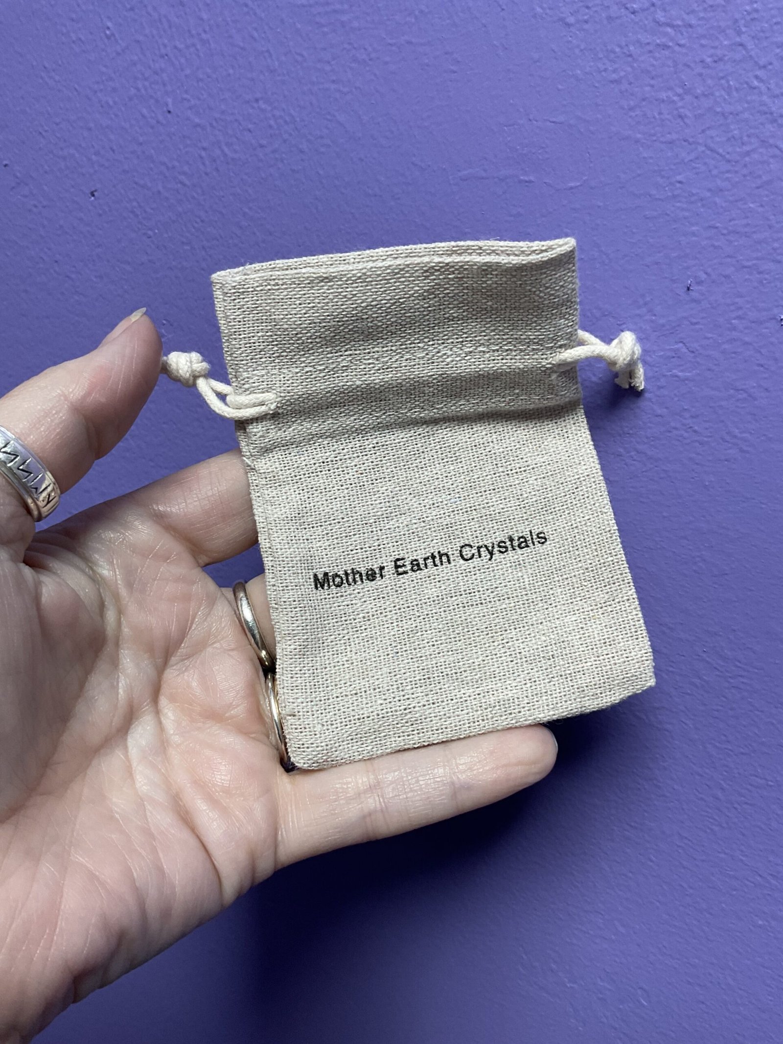 Mother Earth Crystals Hessian Drawstring Bag - Image 3