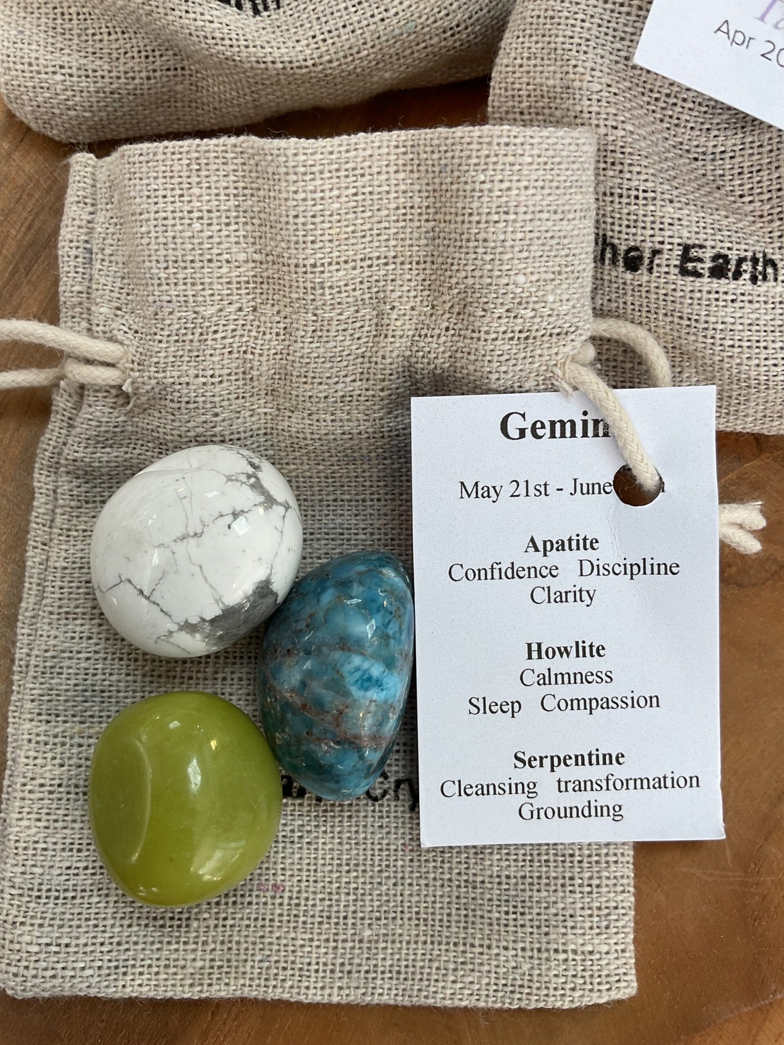 Zodiac Crystals in Drawstring Bag