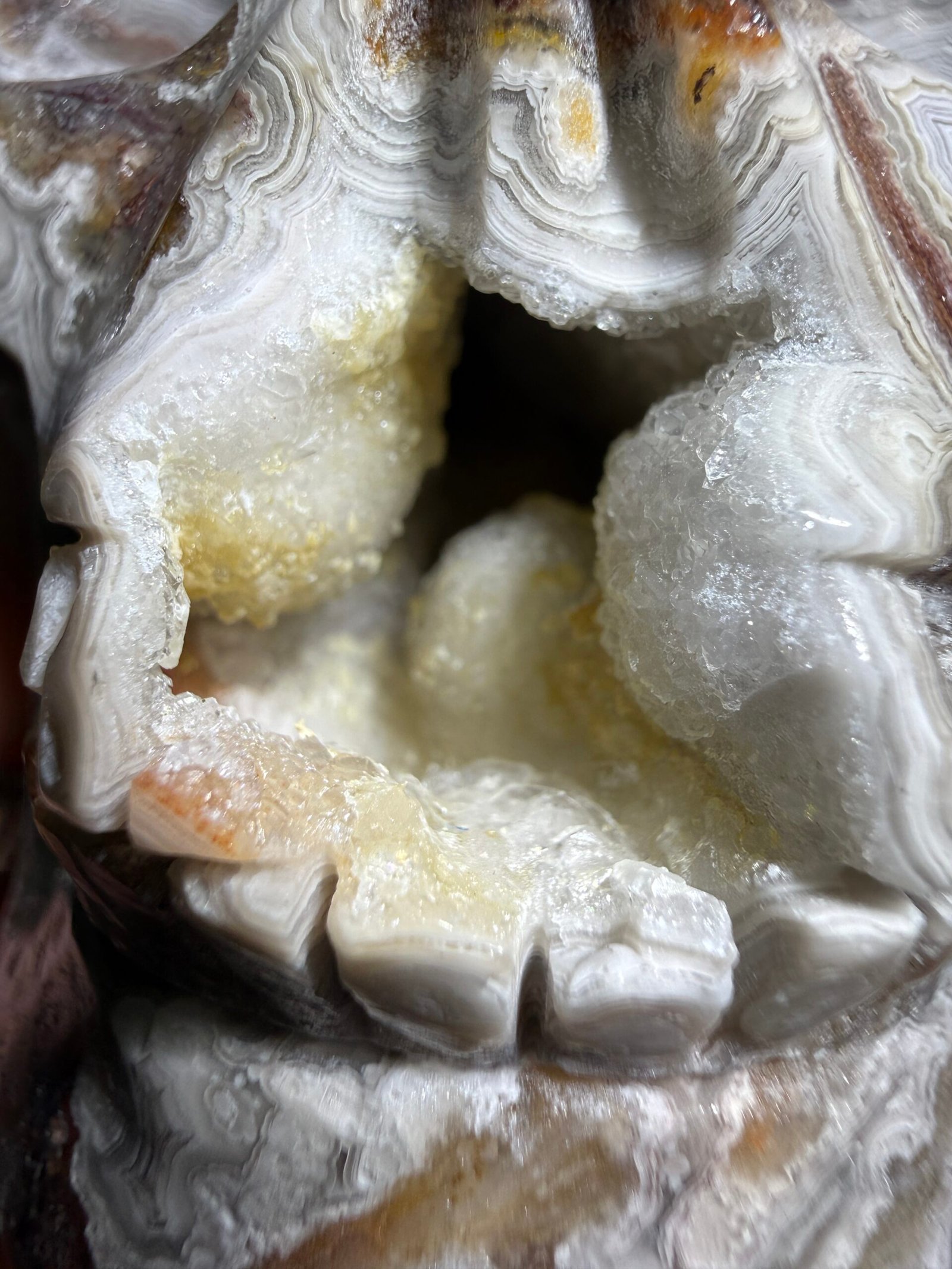 Crazy Lace Agate Skull Carving - Image 8