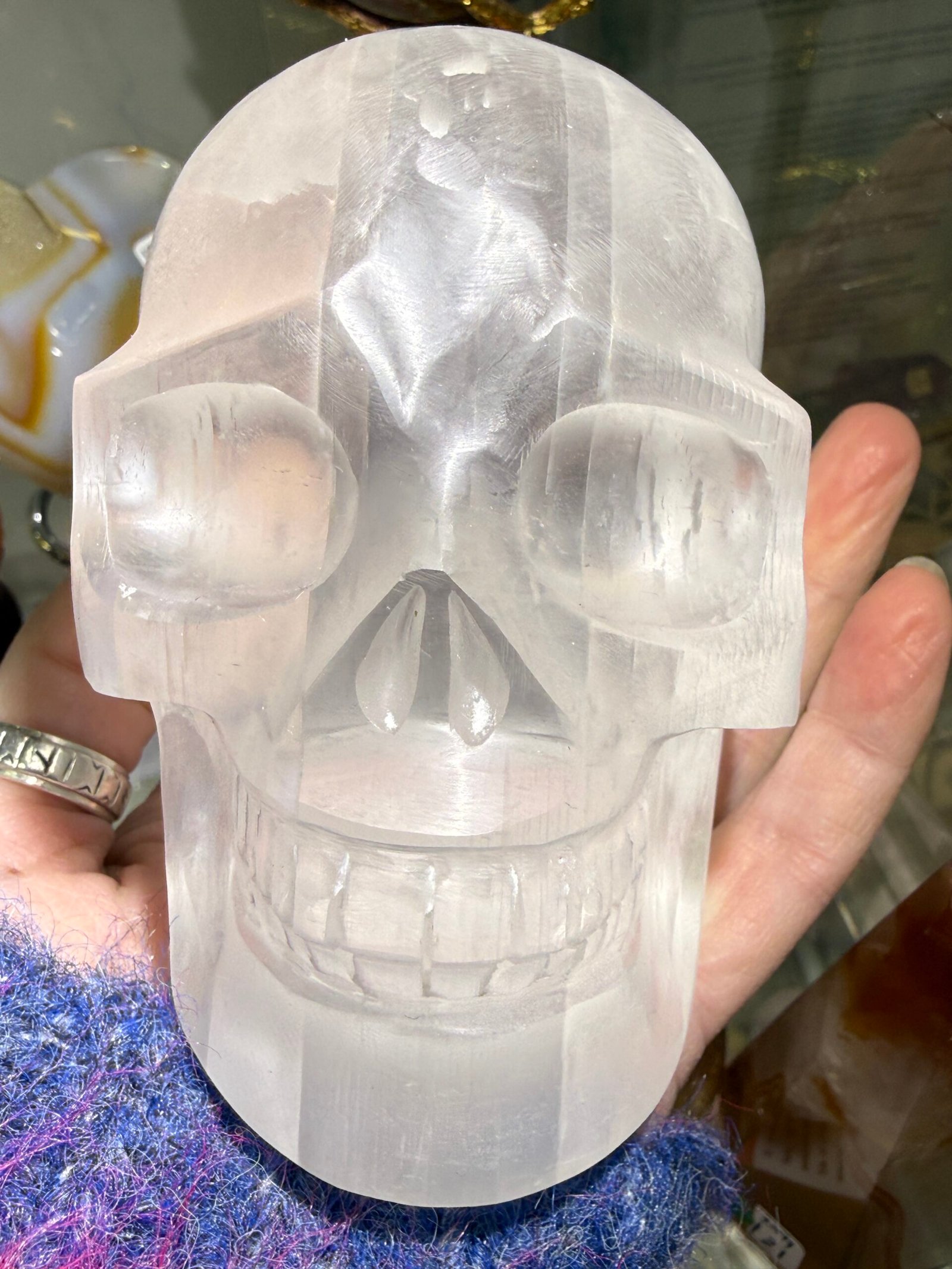 Selenite Skull Carving
