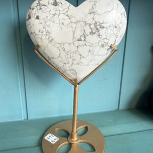 Large Howlite Heart on Custom Stand