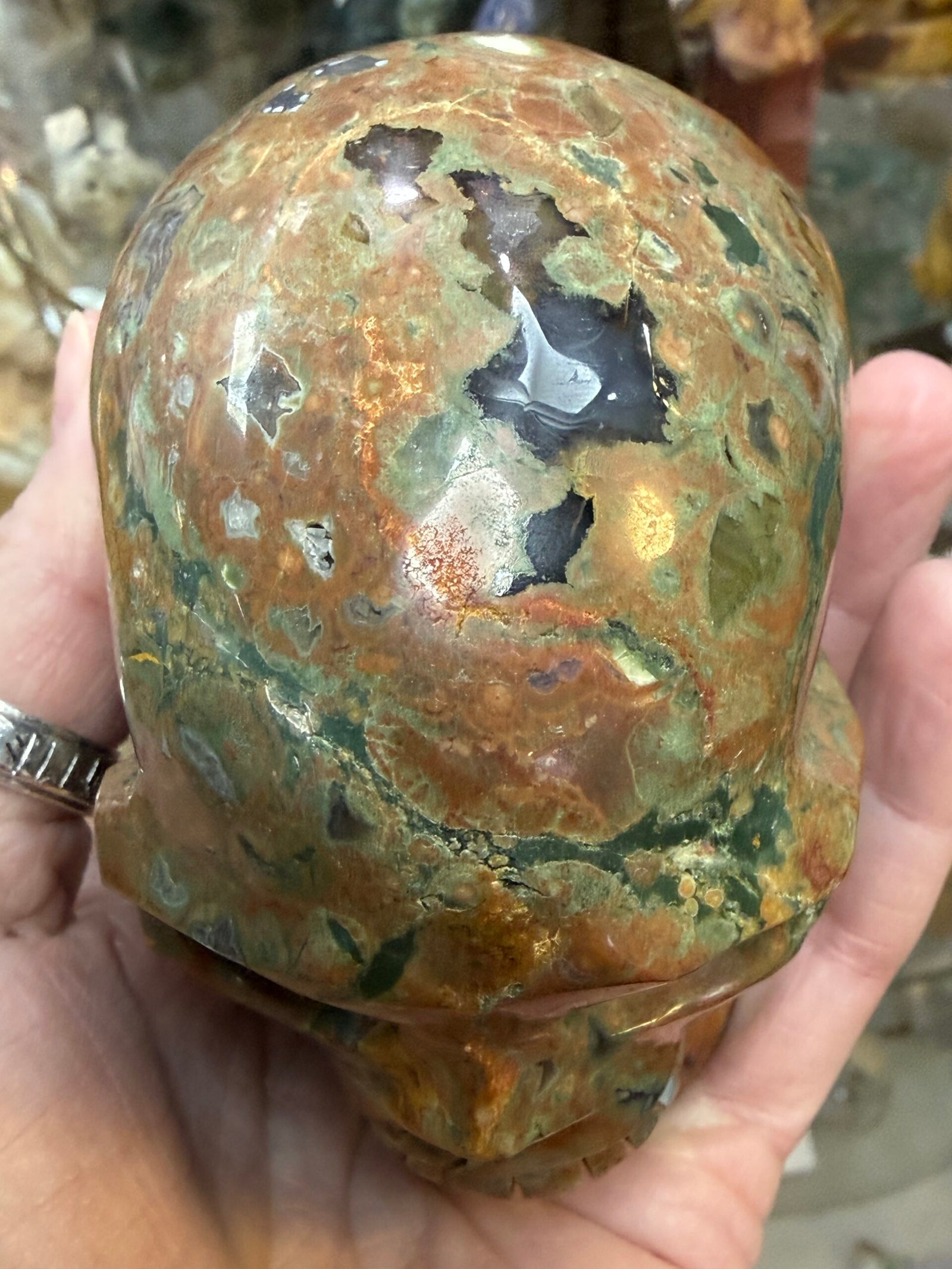 Rainforest Rhyolite Skull Carving - Image 6