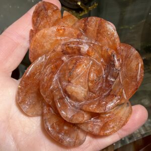 Fire Quartz Rose Carving